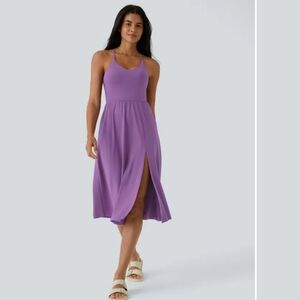 Purple Midi Dress with Slit